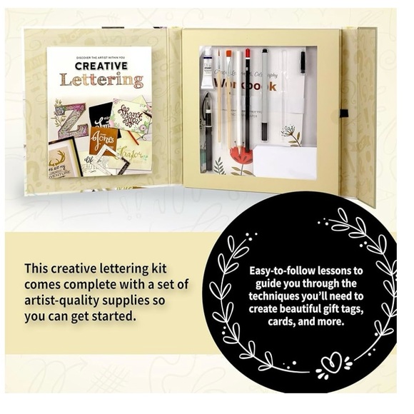 SpiceBox Creative Hand Lettering Kit, Learn Calligraphy Set with Workbook - Picture 2 of 4